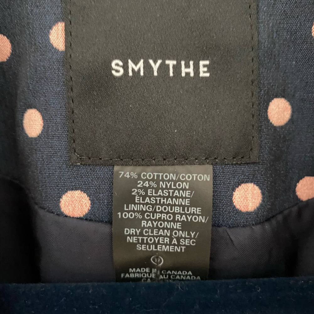 Smythe Navy Blazer with Pink Polka Dots - Picture 2 of 3